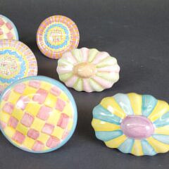 Vintage Mackenzie Childs Hand Decorated Ceramic Furniture Knob Drawer Pulls