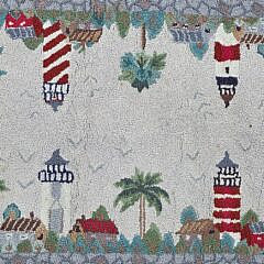 Vintage Carolina Lighthouses Hooked Rug