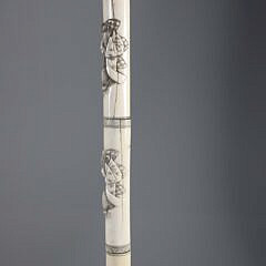 Asian Carved Three Monkeys See, Speak, Hear No Evil Cane, 19th Century
