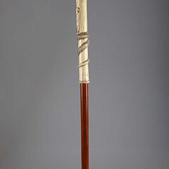 Carved Bone L-Grip Cane with Serpent, 19th Century
