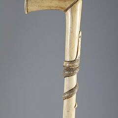 Carved Bone L-Grip Cane with Serpent, 19th Century