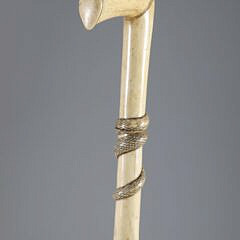 Carved Bone L-Grip Cane with Serpent, 19th Century