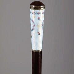 Art Deco Enamel and Agate Walking Stick