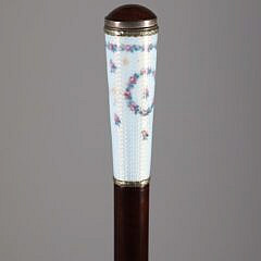 Art Deco Enamel and Agate Walking Stick