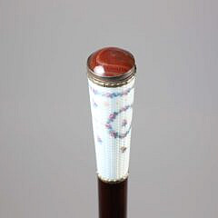 Art Deco Enamel and Agate Walking Stick