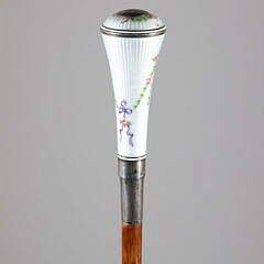 Enamel and Silver Walking Stick 19th Century