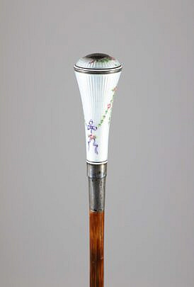 Enamel and Silver Walking Stick 19th Century