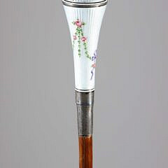 European Enamel and Silver Walking Stick, 19th Century