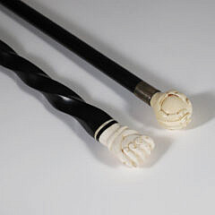 Two Whaler Made Clenched Fist Walking Sticks, 19th Century