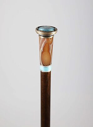 Enamel and Agate Walking Stick, 19th Century