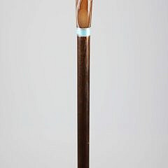 European Art Deco Enamel and Agate Walking Stick