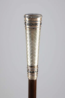 Silver Engraved Walking Stick, 19th Century