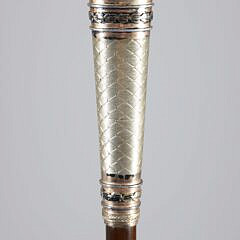 European Silver and Gold Filled Engraved Walking Stick, 19th Century