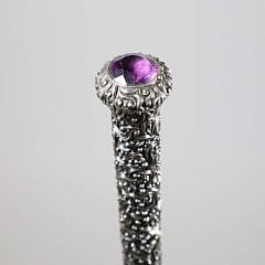 Repousse Silver and Amethyst Walking Stick, 19th Century