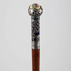 Silver Overlay Courting Walking Stick, 19th Century