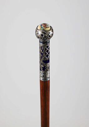 Silver Overlay Courting Walking Stick, 19th Century