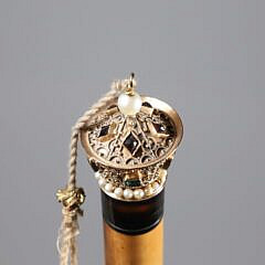 Jeweled Gilt Crown Walking Stick, 19th Century