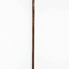 Carved Amber Stone French Bull Dog Head With Glass Eyes Walking Stick, 19th Century