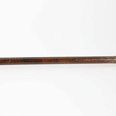 Carved Amber Stone French Bull Dog Head With Glass Eyes Walking Stick, 19th Century