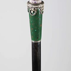Amethyst Silver and Stone Walking Stick, 19th Century