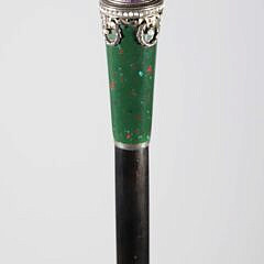 European Amethyst, Silver, and Pearl Grip Walking Stick, 19th Century