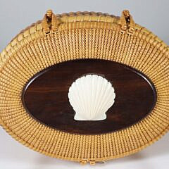 Donna Cifranic Nantucket Friendship Basket with Carved Scallop Shell on Ebony Lid