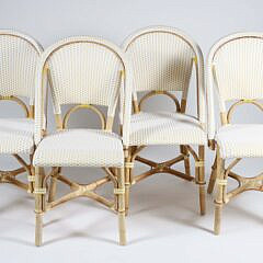 Set of Four Serena and Lily Yellow and White Cafe Chairs