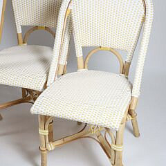 Set of Four Serena and Lily Yellow and White Cafe Chairs