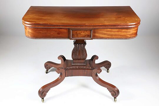 Regency Carved Mahogany Games Table, circa 1815