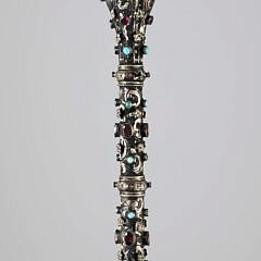 Jeweled Sterling Silver Walking Stick, 19th Century