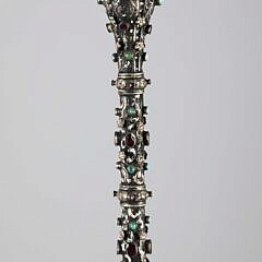 Jeweled Sterling Silver Walking Stick, 19th Century