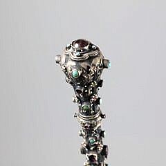 Jeweled Sterling Silver Walking Stick, 19th Century