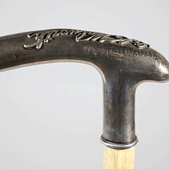 C.C. Walworth Repousse Silver 75th Birthday Presentation Cane, circa 1890