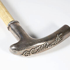 C.C. Walworth Repousse Silver 75th Birthday Presentation Cane, circa 1890