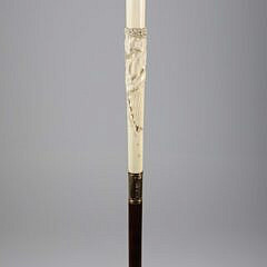Asian Engraved Gold Filled Walking Stick, 19th Century