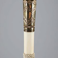 Asian Engraved Gold Filled Walking Stick, 19th Century