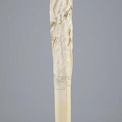 Asian Engraved Gold Filled Walking Stick, 19th Century