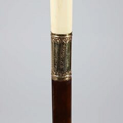 Asian Engraved Gold Filled Walking Stick, 19th Century