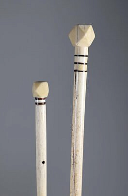 Two Whaler Made Polyhedron Walking Sticks, 19th Century
