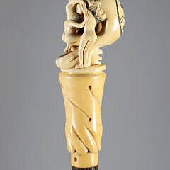 Large Japanese Erotic Grip Walking Stick, 19th Century