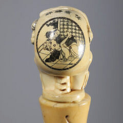 Large Japanese Erotic Grip Walking Stick, 19th Century