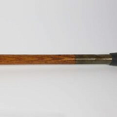 Polychromed Scrimshaw Japanese Deity Grip Walking Stick, 19th Century