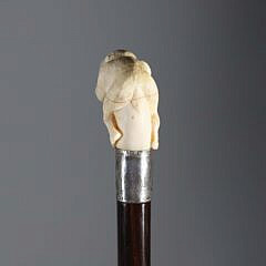 Carved Monkey With Telescope Grip Cane, 19th Century