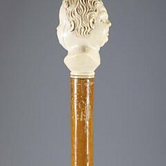 Twin Carved Bust Grip Walking Stick, 19th Century