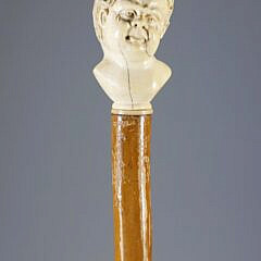 Twin Carved Bust Grip Walking Stick, 19th Century
