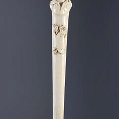 Long Carved Portrait Drip Walking Stick, 19th Century