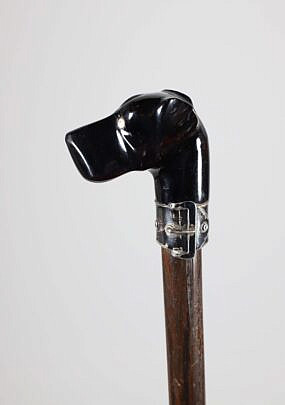 Black Amber and Silver Art Deco Walking Stick