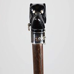 Art Deco Black Amber and Sterling Silver Walking Stick