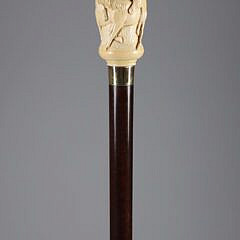 Carved Horse Stampede Grip Walking Stick, 19th Century