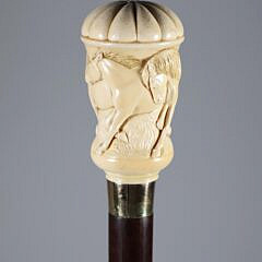 Carved Horse Stampede Grip Walking Stick, 19th Century